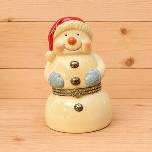 Ceramic Snowman Christmas Music Box Ice Skating Winter Scene Holiday Decor[A2]